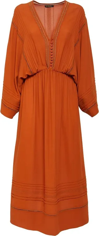 Henrietta crepe sable kimono midi dress