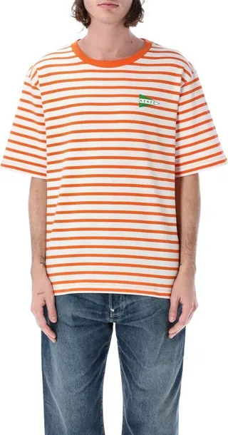 Kenzo Striped Logo-Printed Crewneck T-Shirt