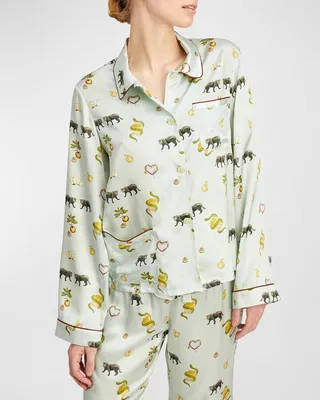 Ruthie Printed Silk Button-Front Top