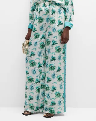 Umile Printed Wide-Leg Silk Pants