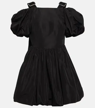 Puff-sleeve taffeta minidress