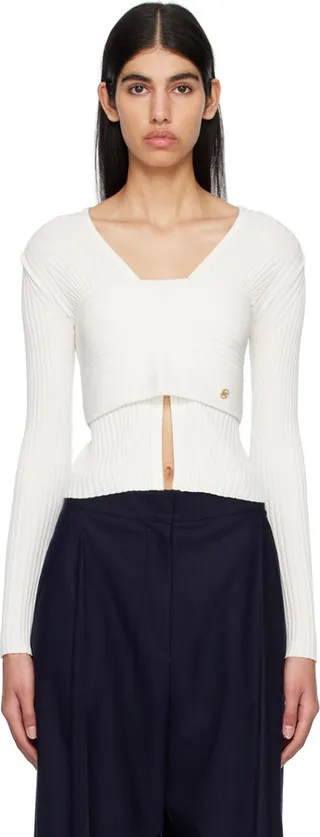 Recto Off-White Two-Way Cardigan