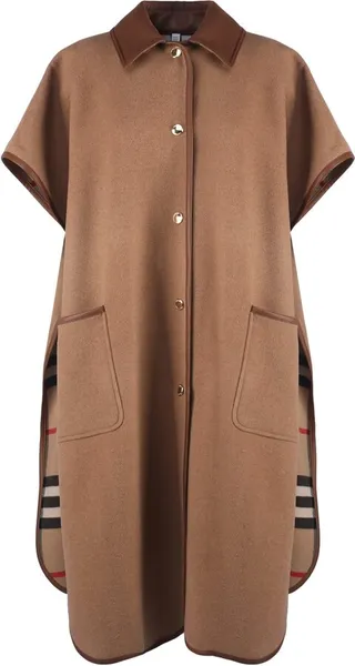 Reversible Cape In Wool With Tartan Motif