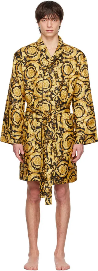 Versace Underwear Black & Gold Barocco Robe