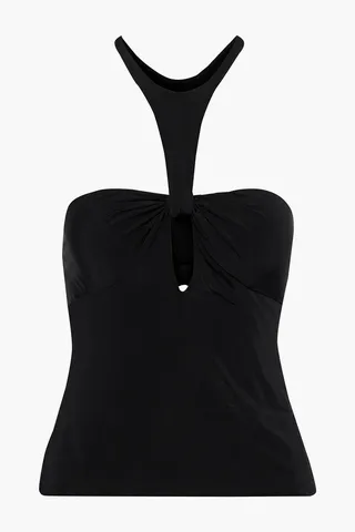 Mabel cutout stretch-jersey halterneck top