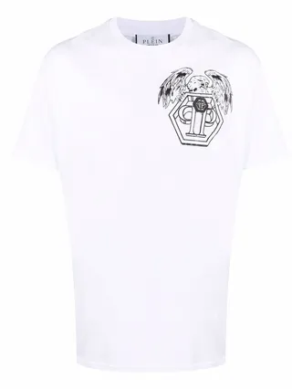 Hexagon eagle logo-print T-shirt
