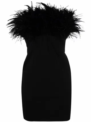 Feather-Trim Fitted Mini Dress