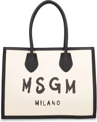 Logo print cotton canvas changing bag