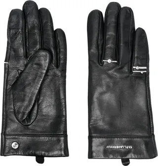 Ring-Detail Leather Gloves