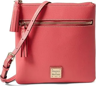 Dooney & Bourke Saffiano Double Zip Tassel Crossbody (Bubblegum) Handbags