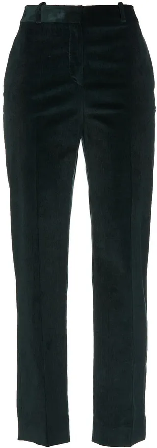 Cropped cotton-blend corduroy straight-leg pants