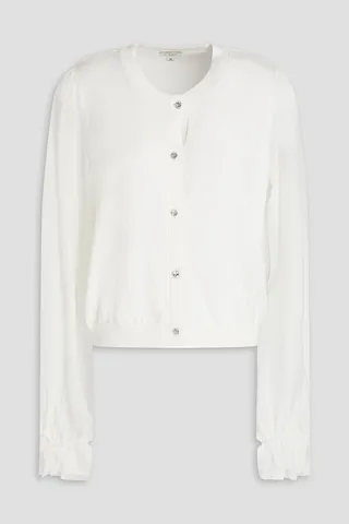 Peggy silk georgette-paneled merino wool cardigan