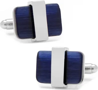 Wrapped Navy Cats eye Cufflinks