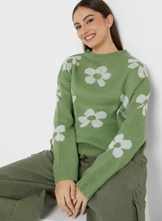 Floral Intarsia Sweater