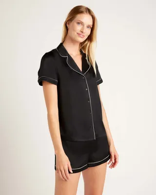 100% Washable Silk Pajama Top with Piping
