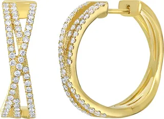 Solstice Diamond Crossover Hoop Earrings