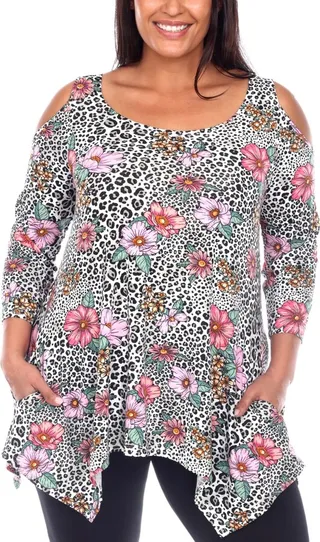 Plus Size Antonia Cold Shoulder Tunic Top