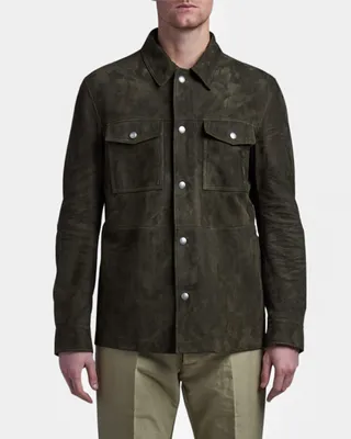 Men's Suede Button-Down Shirt Jacket