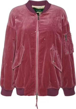 Oversized cotton velvet bomber jacket