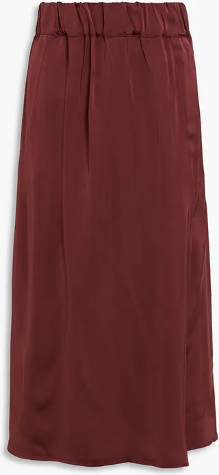 Irena gathered satin midi skirt