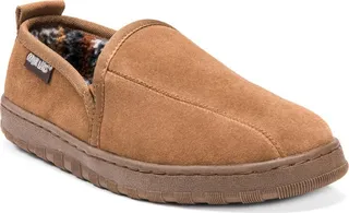 MUK LUKS Men's Eric Printed Berber Suede Slip on-Chocolate 9
