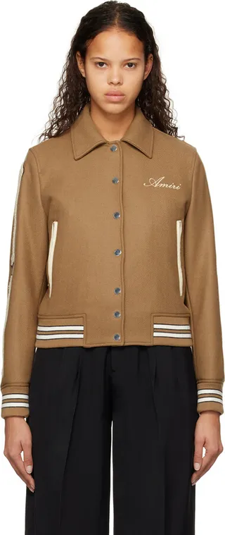 AMIRI Taupe Bones Bomber Jacket