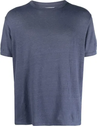 stretch-linen crewneck T-shirt