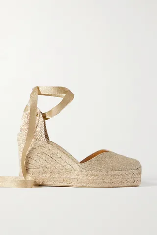 Castañer - + Net Sustain Chiara 80 Metallic Canvas Wedge Espadrilles - Gold