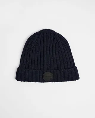 Ribbed Wool Cashmere Blend Beanie in Navy