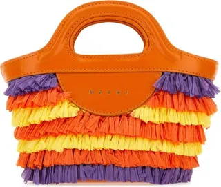 Marni Logo Printed Fringe-Detailed Tote Bag