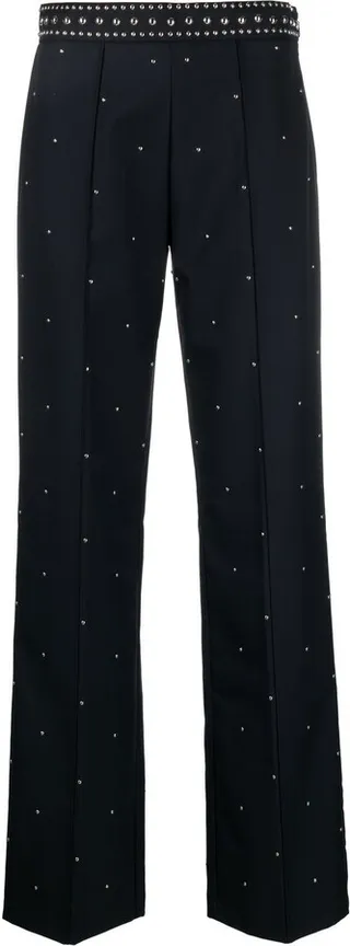 Stud-Embellished Straight-Leg Trousers