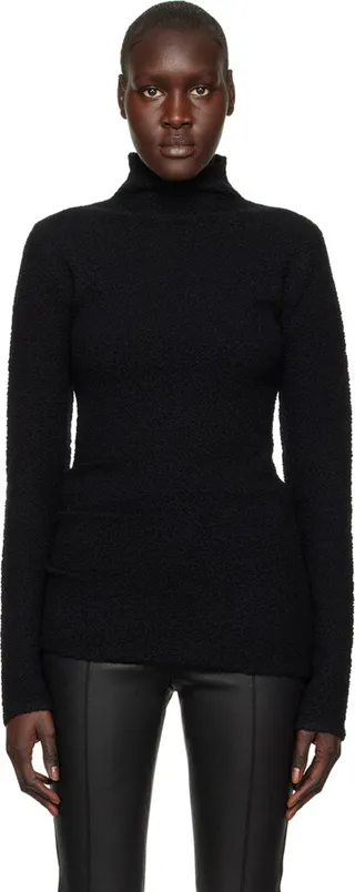 Helmut Lang Black Asymmetric Turtleneck