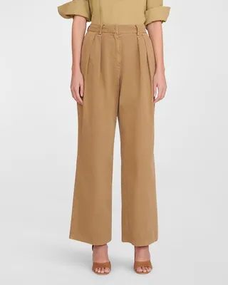 Luisa Pleated Wide-Leg Pants