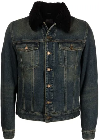 Shearling-Collar Denim Jacket