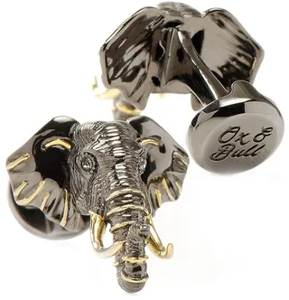 Sterling SIlver & 14K Gold Elephant Cufflinks