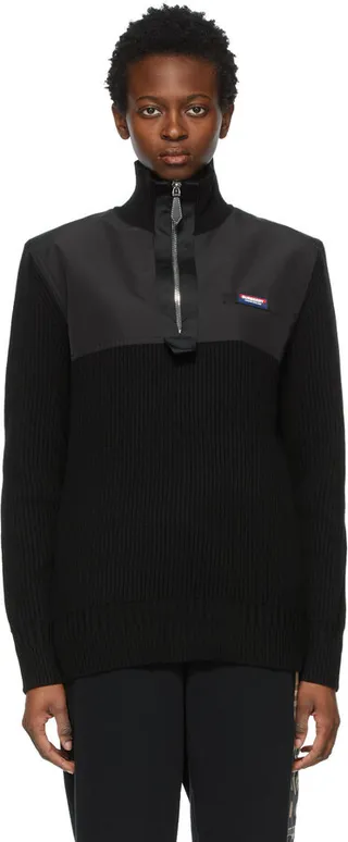 Burberry Black Cashmere Bidden Zip Turtleneck