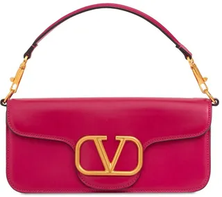 V logo leather shoulder bag