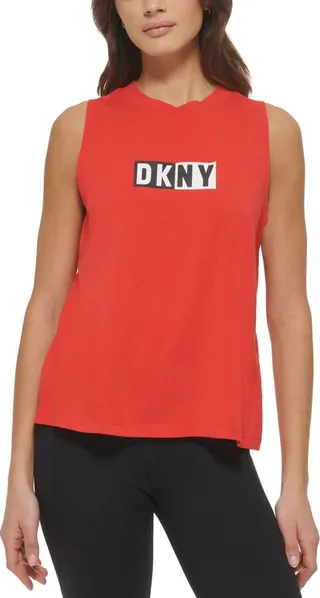 Dkny Sports Women's Two Tone Logo Print Tank Top