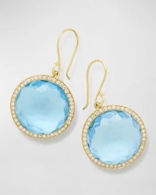 18K Lollipop Earrings with Swiss Blue Topaz and Diamonds