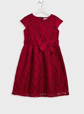Girls Evening Wear Dress With Bow Detailing On Waist
