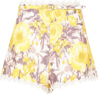 Zimmermann Floral Printed Belted Shorts