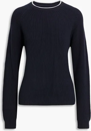 Ribbed cotton and cashmere-blend sweater