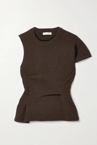 The Row - Charlise Gathered Asymmetric Cashmere Top - Brown