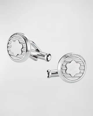 Men's Stainless Steel Snowcap Emblem Cufflinks