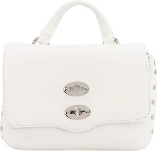 Leather handbag with metal studs