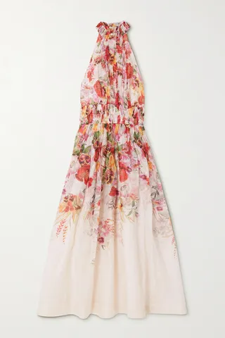 Zimmermann - Wonderland Floral-print Linen And Silk-blend Organza Midi Dress - Ivory