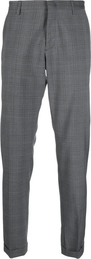 Check-Print Straight-Leg Trousers