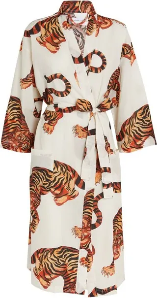 Desmond & Dempsey Cotton Rayas Print Robe