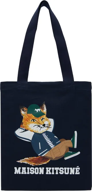 Maison Kitsuné Navy Dressed Fox Vertical Tote