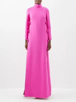 Crepe Couture Bow-embellished Wool-blend Gown